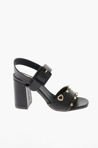 LOVE Leather Sandals with Heart-Shaped Studs 9.5cm