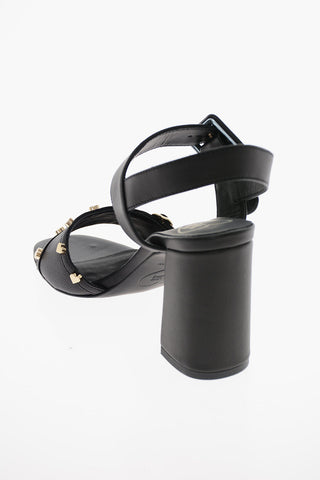 LOVE Leather Sandals with Heart-Shaped Studs 9.5cm