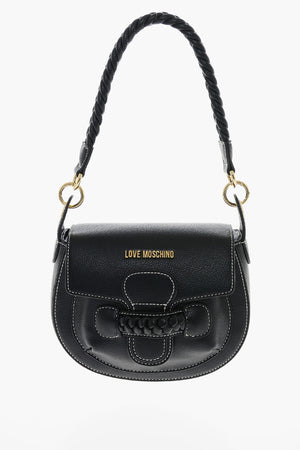 LOVE Borsa Saddle in Ecopelle con Dettagli Intrecciati