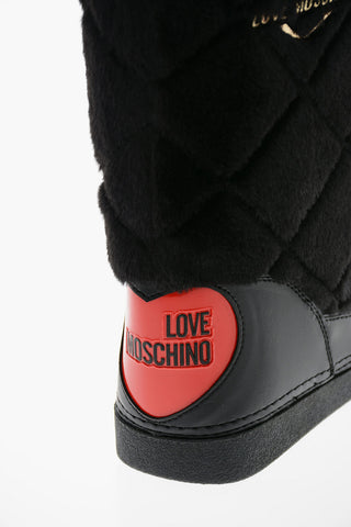 LOVE Stivali Da Neve In Ecopelliccia Trapuntata con Maxi Cuore Lucido