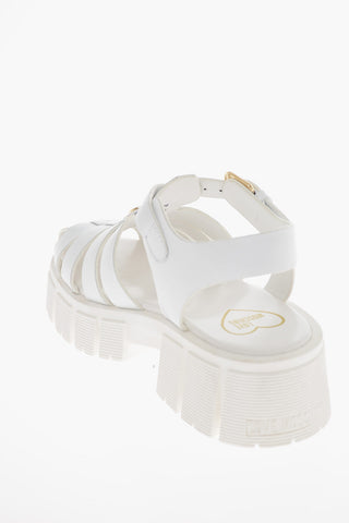 LOVE TASSEL60 Cut-Out Leather Sandals with Decorative Heart on the Front 5,5cm