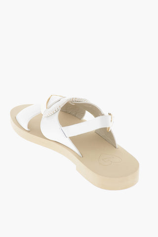 LOVE Leather Sandals with Metal Golden Heart