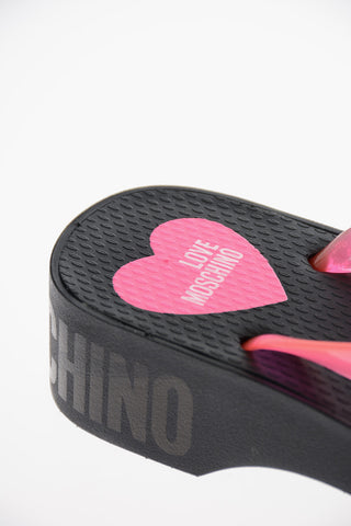 LOVE Rubber Flip Flops with Fluo Straps 4cm