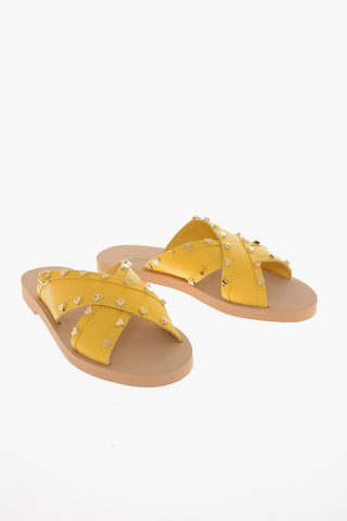 LOVE Sandali in Pelle con Borchie a Forma di Cuore