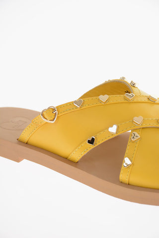 LOVE Sandali in Pelle con Borchie a Forma di Cuore