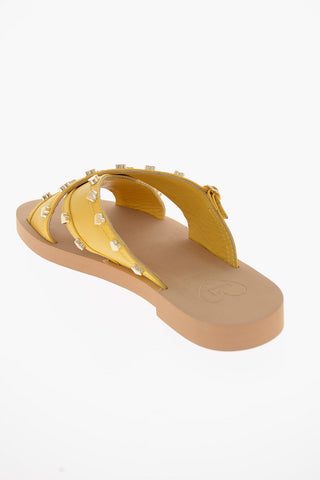 LOVE Sandali in Pelle con Borchie a Forma di Cuore
