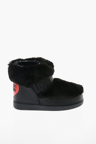 LOVE Faux Fur Snow Boots with Logoed Elastic Inserts
