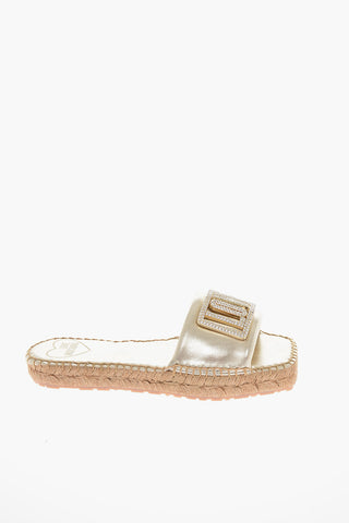 LOVE Mettallic Effect leather sandals with rhinestones Logo