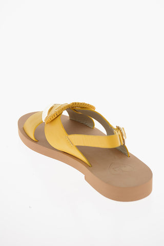 LOVE Leather Sandals with Golden Maxi Heart On the Front