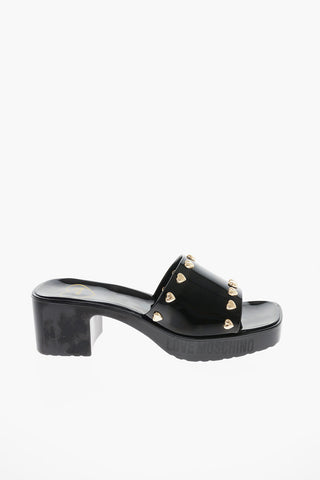 LOVE Rubber Sandals with Heart-Shaped Studs 5.5cm