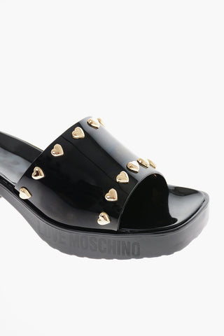 LOVE Rubber Sandals with Heart-Shaped Studs 5.5cm