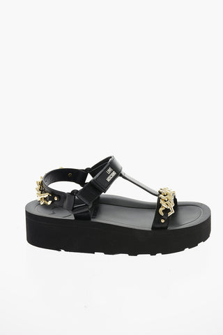 LOVE Leather Sandals with Heart Shape Decorative Chain