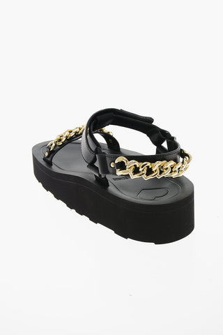 LOVE Leather Sandals with Heart Shape Decorative Chain