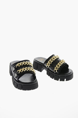 LOVE Leather Sandals with Decorative Chains 4.5cm