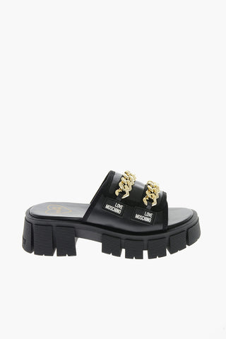 LOVE Leather Sandals with Decorative Chains 4.5cm