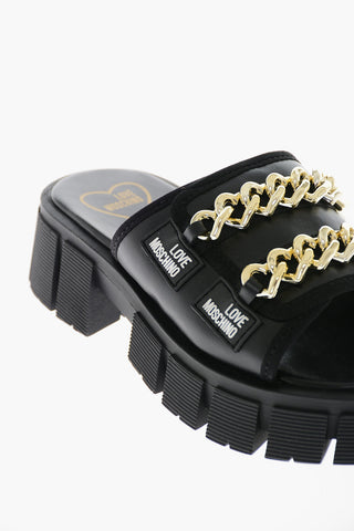 LOVE Leather Sandals with Decorative Chains 4.5cm