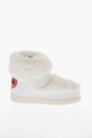 LOVE Stivali da Neve in Ecopelliccia con Maxi Cuore Lucido