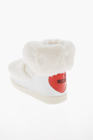 LOVE Stivali da Neve in Ecopelliccia con Maxi Cuore Lucido
