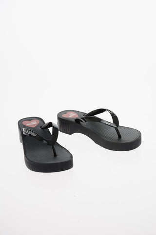 LOVE Rubber Flip Flops with Contrasting Logo 4cm
