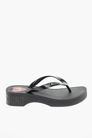 LOVE Rubber Flip Flops with Contrasting Logo 4cm