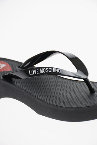 LOVE Rubber Flip Flops with Contrasting Logo 4cm