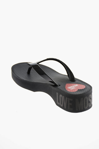 LOVE Rubber Flip Flops with Contrasting Logo 4cm
