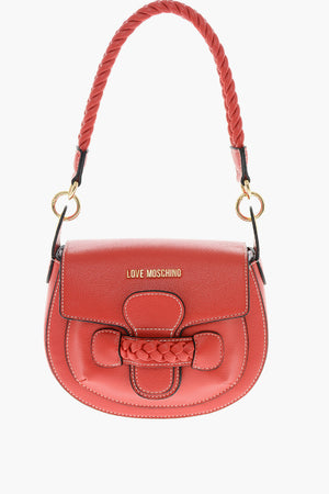 LOVE Borsa Saddle in Ecopelle con Dettagli Intrecciati
