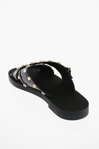 LOVE Leather Sandals with Heart-Shaped Studs