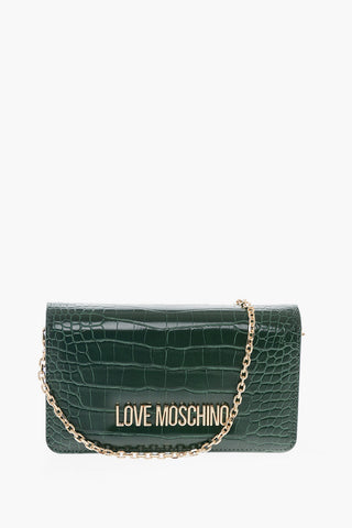 LOVE Crocodile Effect Faux Leather Wallet With Golden Chain