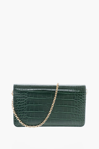 LOVE Crocodile Effect Faux Leather Wallet With Golden Chain