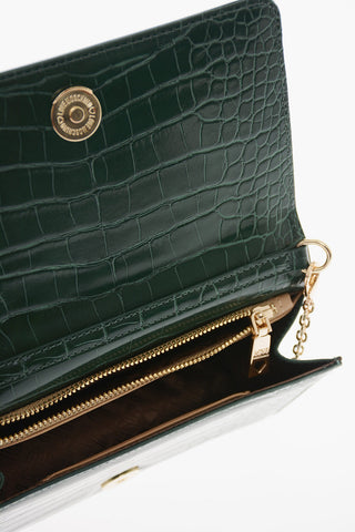 LOVE Crocodile Effect Faux Leather Wallet With Golden Chain
