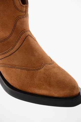 Suede-leather Texan Booties with Visible Trimmings