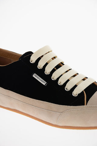 EMPORIO Sneakers Basse in Velour con Dettagli in Suede