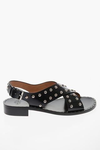 Fumé-leather RHONDA MET Sandals with Stud-embellishment