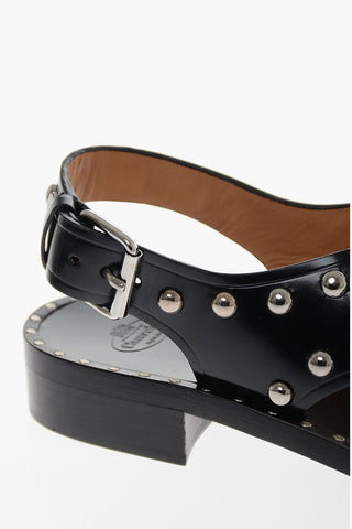 Fumé-leather RHONDA MET Sandals with Stud-embellishment