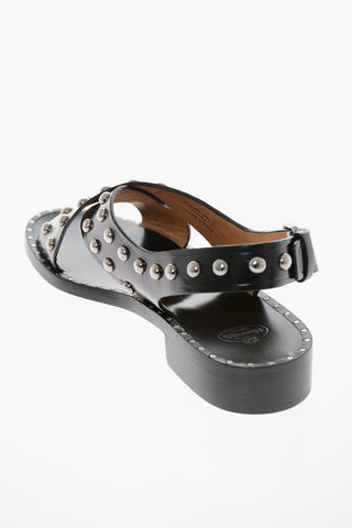Fumé-leather RHONDA MET Sandals with Stud-embellishment
