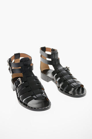 Monteria-leather DEB Sandals with Triple Buckle