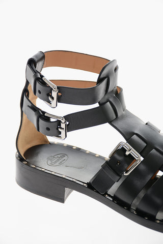 Monteria-leather DEB Sandals with Triple Buckle