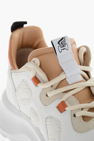 Leather and Fabric Sneakers with Chunky Sole
