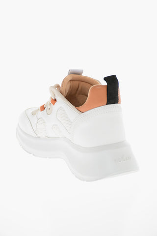 Leather and Fabric Sneakers with Chunky Sole