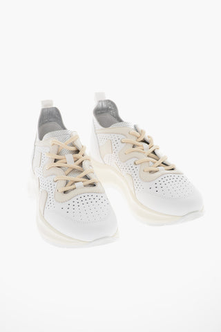 Sneakers in Pelle Traforata con Suola Chunky