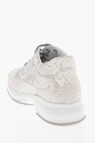 Sneakers INTERACTIVE in Pelle Lamé Effetto Coccodrillo con Logo Traforato