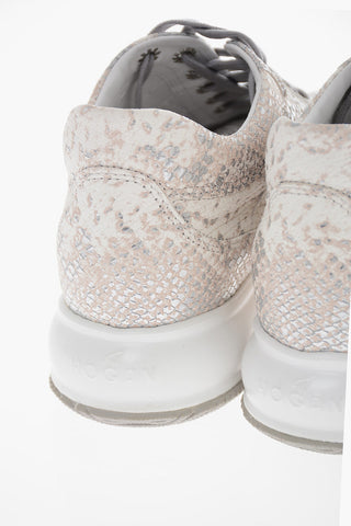 Sneakers INTERACTIVE in Pelle Lamé Effetto Coccodrillo con Logo Traforato