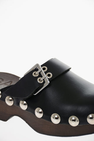 Leather Clogs with Stud-embellishment