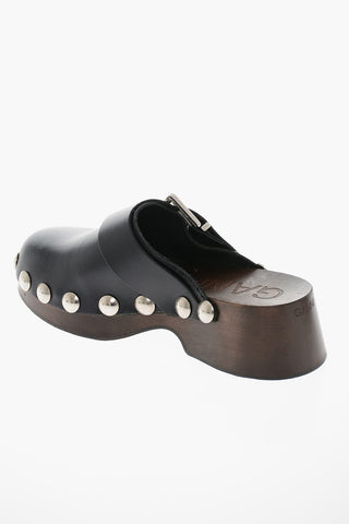 Leather Clogs with Stud-embellishment