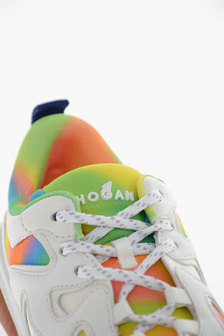 Leather Sneakers with Graded-color Print