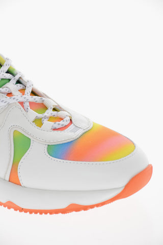 Leather Sneakers with Graded-color Print