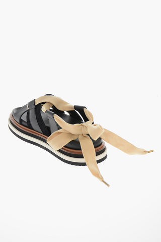 Sandali in Pelle con Chiusura alla Schiava