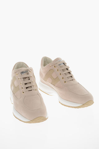 Suede-leather INTERACTIVE Sneakers with Glittery Logo
