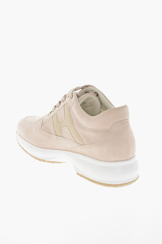 Suede-leather INTERACTIVE Sneakers with Glittery Logo